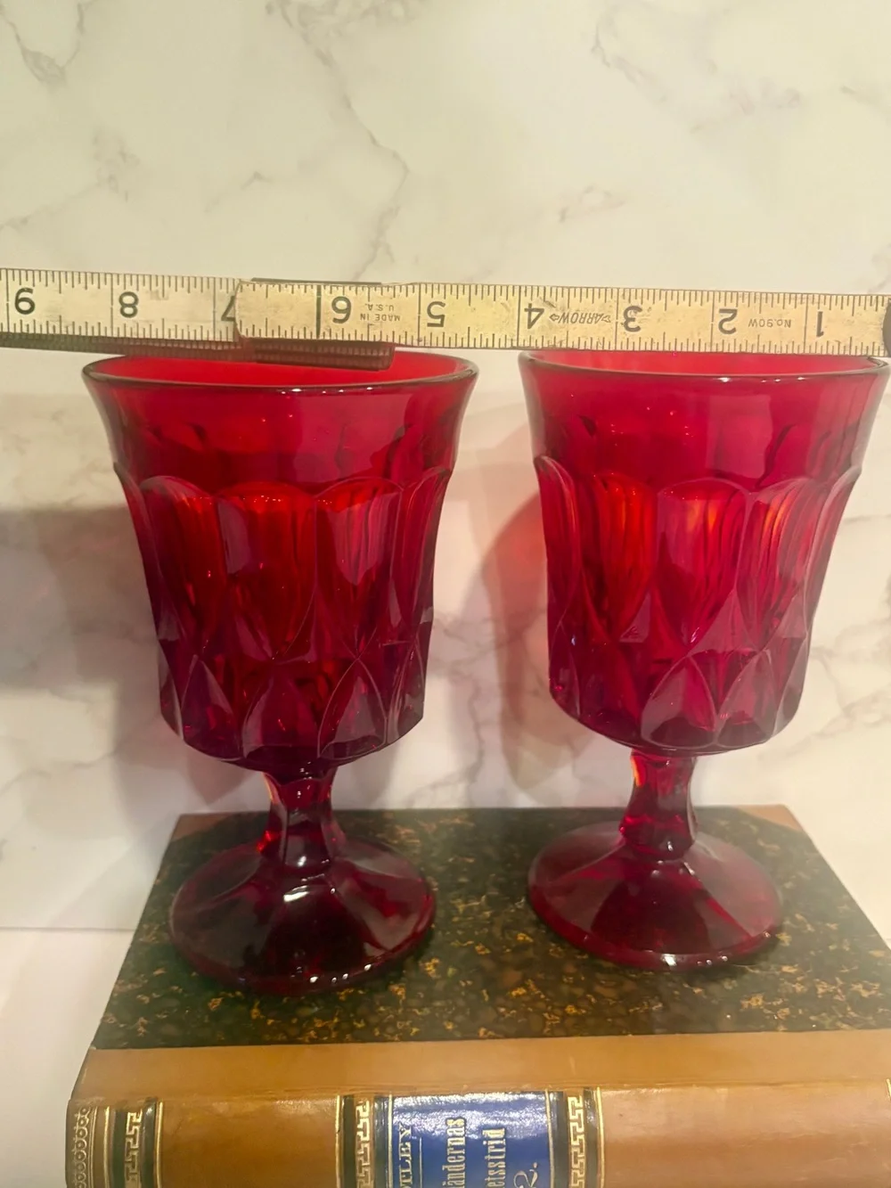 Pair of Vintage Noritake Perspective Red Goblets
